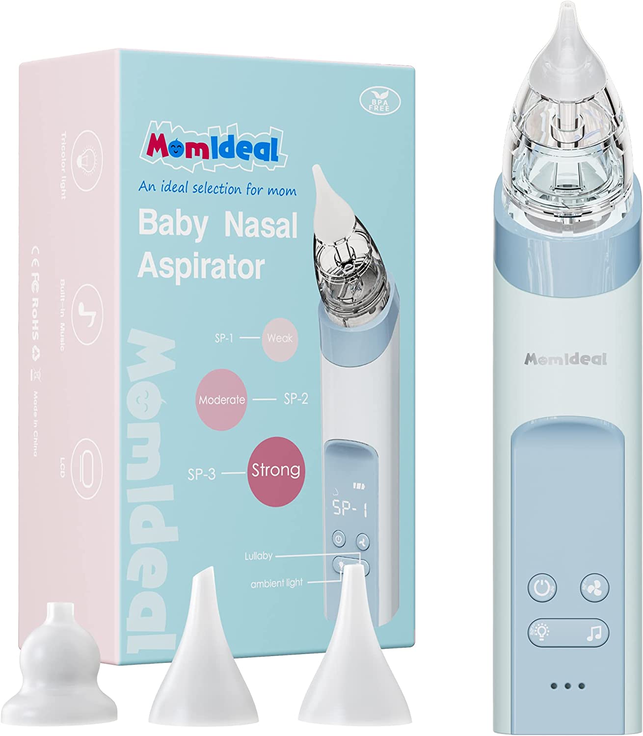 Electric Baby Nasal Aspirator, Upgrade Nose Sucker for Baby, Rechargeable Booger Sucker for Toddler with Music & Light Soothing, Food-Grade Silicone Nozzles, Adjustable Suctions