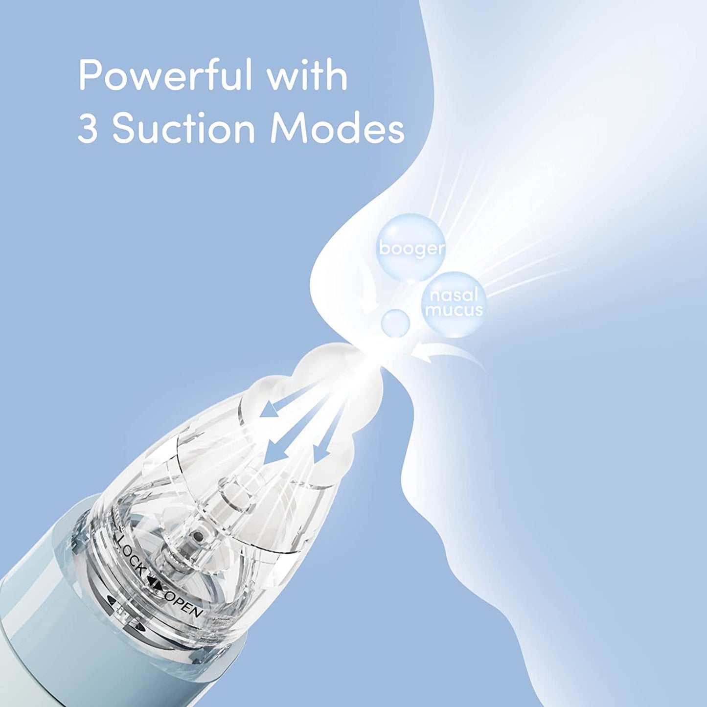 Electric Baby Nasal Aspirator, Upgrade Nose Sucker for Baby, Rechargeable Booger Sucker for Toddler with Music & Light Soothing, Food-Grade Silicone Nozzles, Adjustable Suctions