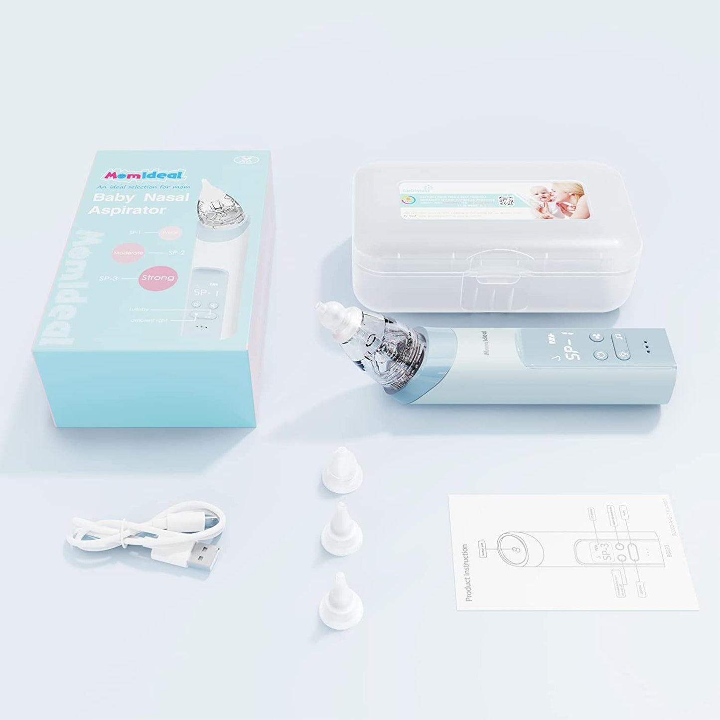 Electric Baby Nasal Aspirator, Upgrade Nose Sucker for Baby, Rechargeable Booger Sucker for Toddler with Music & Light Soothing, Food-Grade Silicone Nozzles, Adjustable Suctions